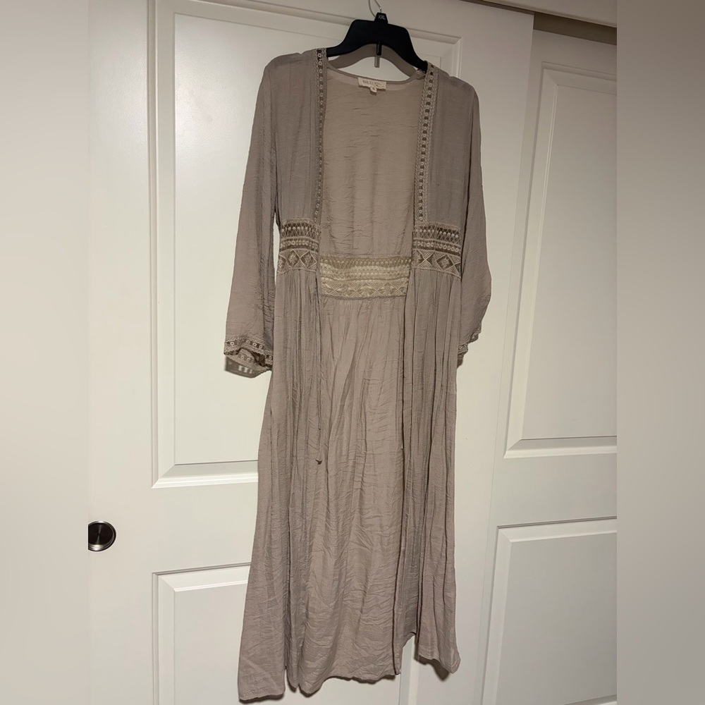 🤍Light Taupe Embroidered Lace, Open Duster Cardigan🤍